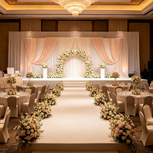 On-Site Setup For Head Tables And Guest Tables