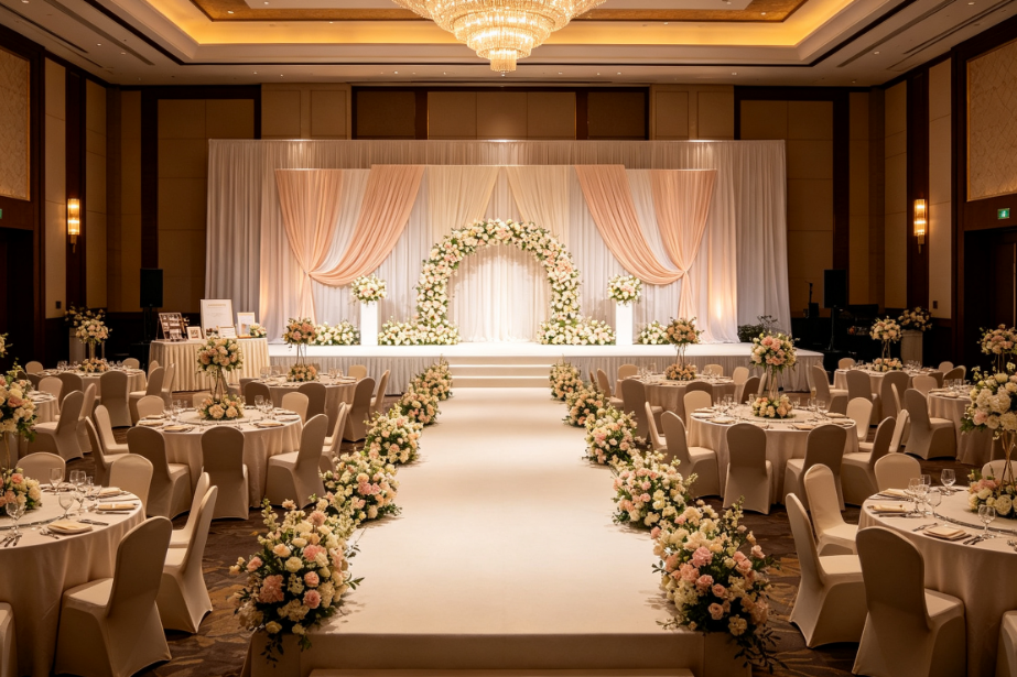 On-Site Setup For Head Tables And Guest Tables